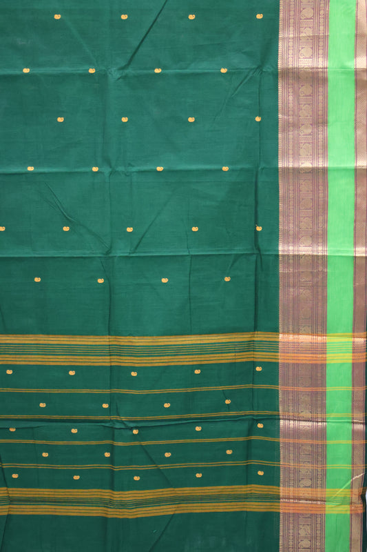 Chettinad Cotton Saree -Bottle Green