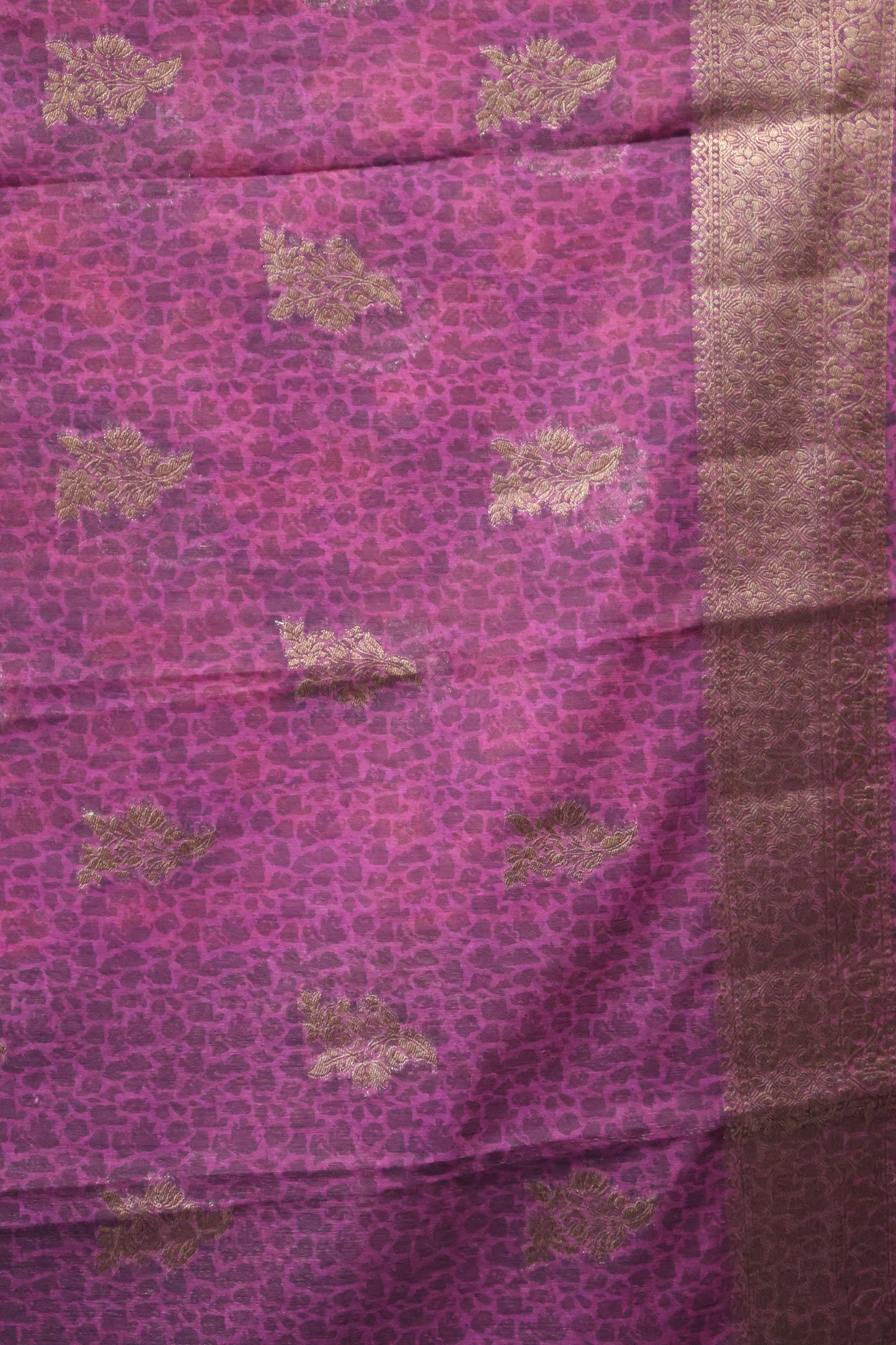 Printed Bamboo Silk Saree-Wine Floral Print