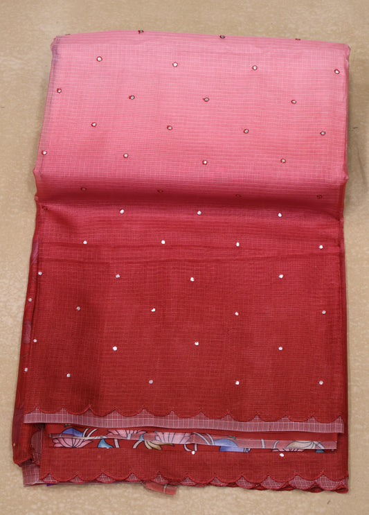 Silk Kota saree- Maroon Kalamkari Pallu