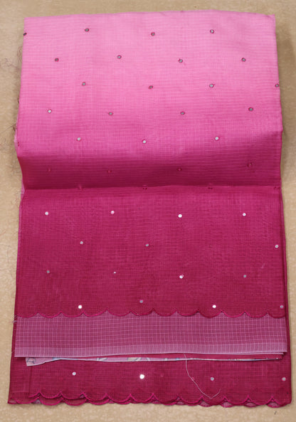 Silk Kota saree- Pink Kalamkari Pallu
