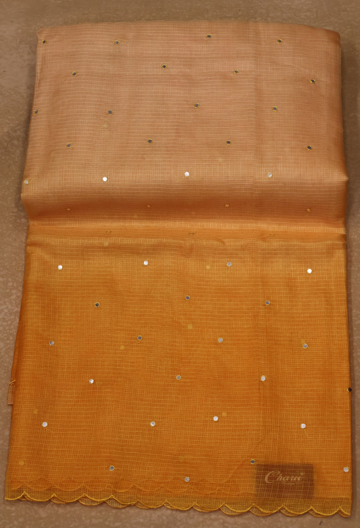 Silk Kota saree- Mustard Kalamkari Pallu
