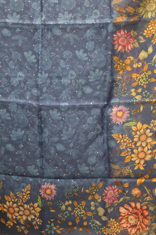 Silk Kota saree-Blue Sunflower