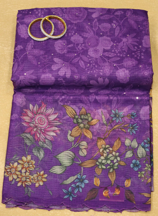 Silk Kota saree-Purple Sunflower