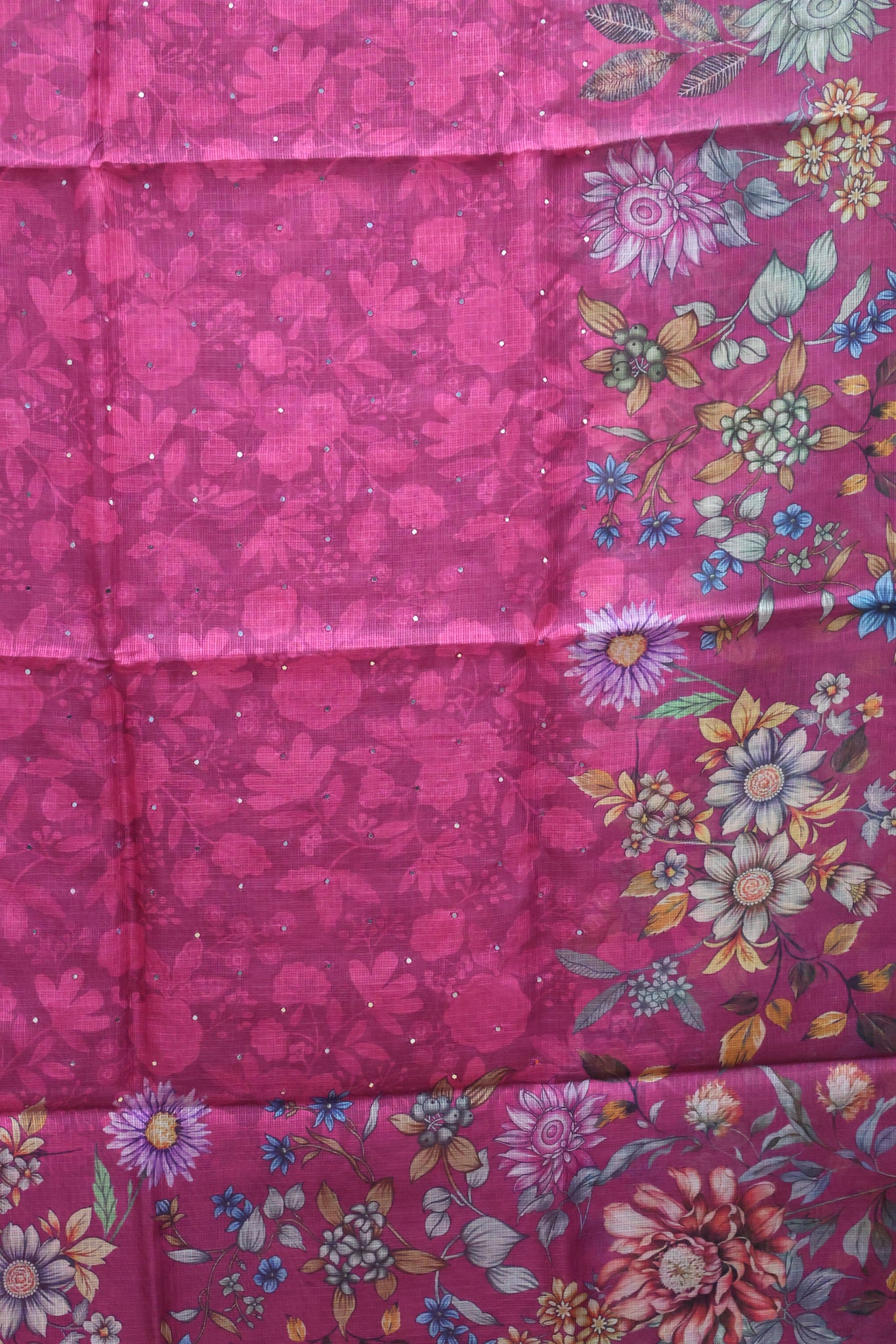 Silk Kota saree-Magnta Sunflower