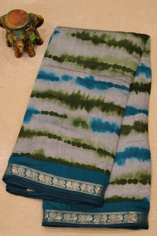 Malai Cotton Saree Mangalgiri Border - Olive