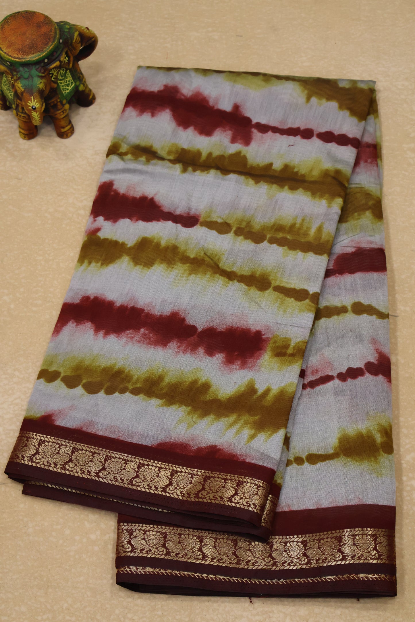 Malai Cotton Saree Mangalgiri Border-Mustard