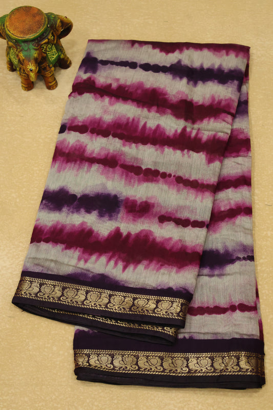 Malai Cotton Saree Mangalgiri Border-Magenta