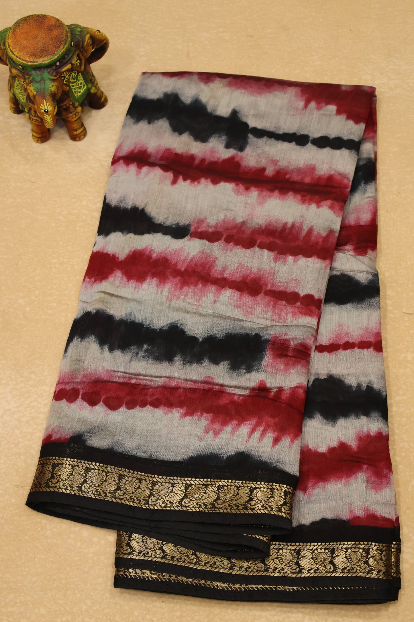 Malai Cotton Saree Mangalgiri Border-Maroon