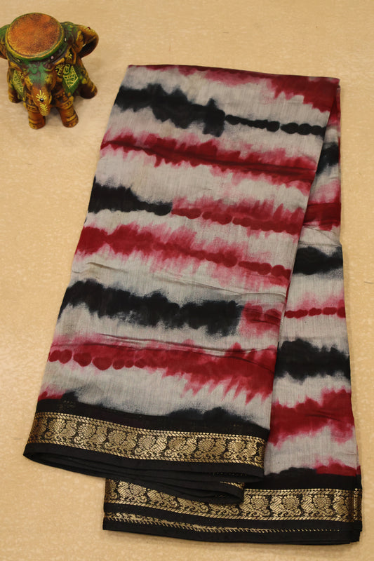 Malai Cotton Saree Mangalgiri Border-Maroon