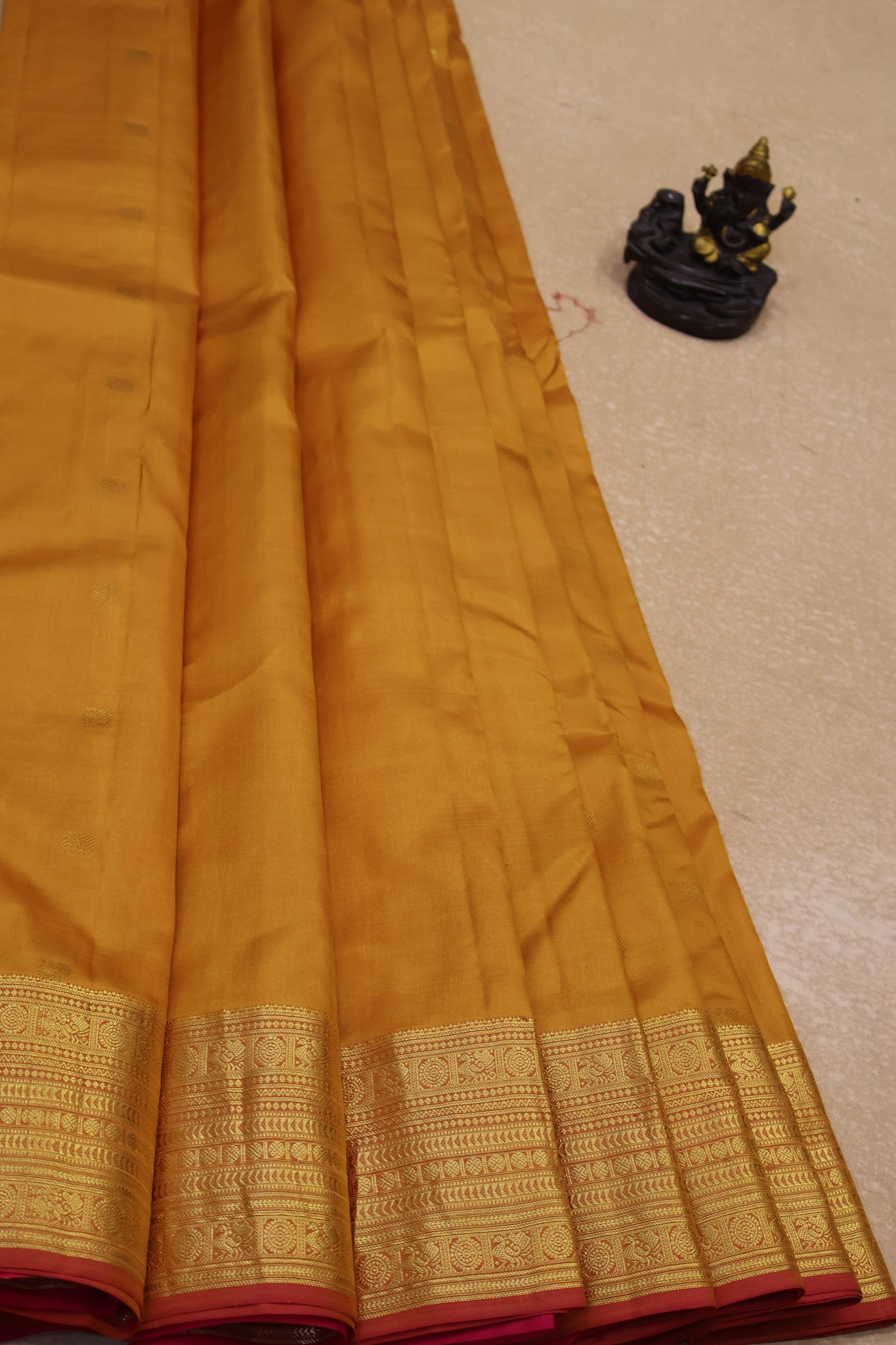 Pure Kanchipuram Silk Saree - Golden Mustard