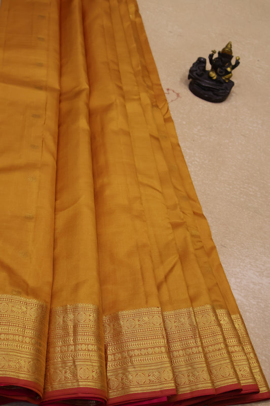 Pure Kanjivaram Silk Saree - Golden Mustard