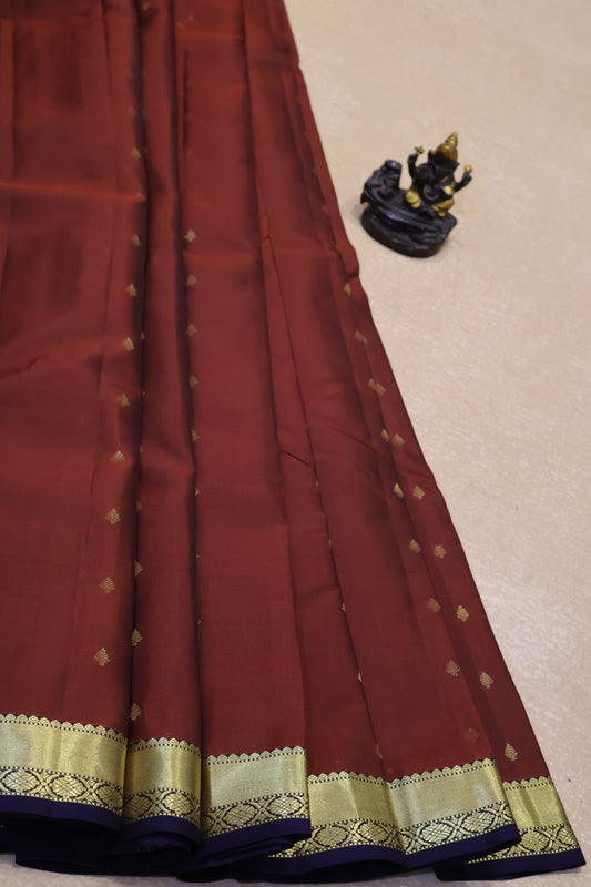 Pure Kanjivaram Silk Saree -Maroon-Navy Blue