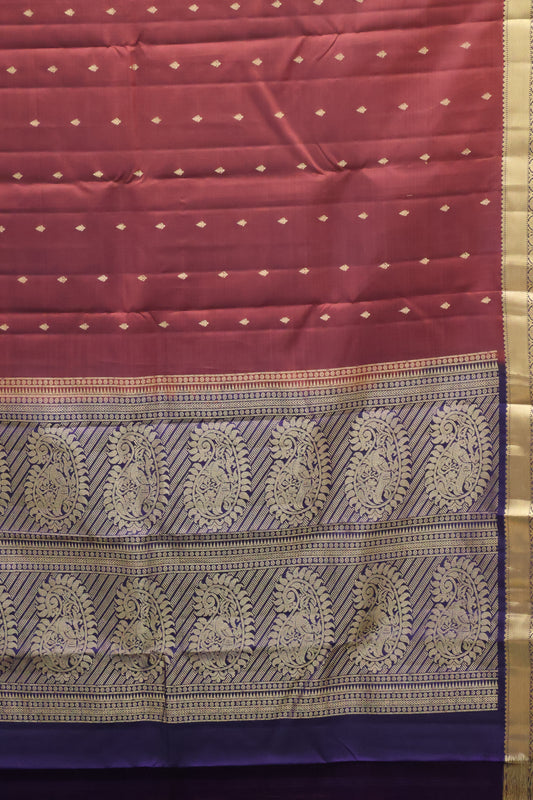 Pure Kanjivaram Silk Saree -Maroon-Navy Blue