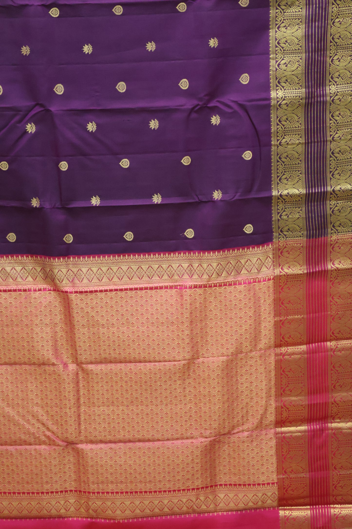 Pure Kanjivaram Silk Saree -Purple Peacock Bird