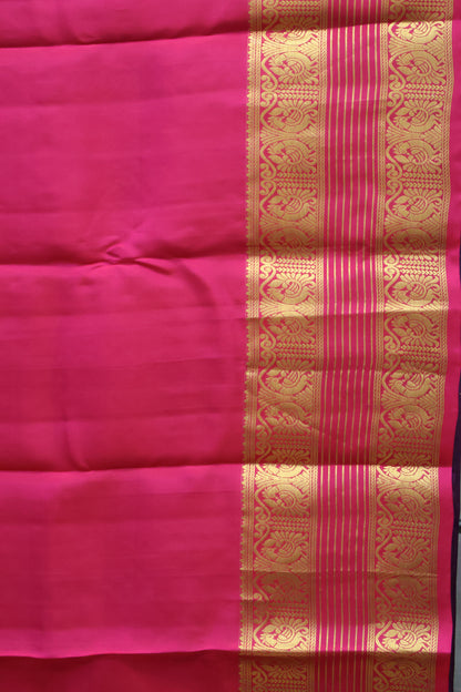 Pure Kanjivaram Silk Saree -Purple Peacock Bird