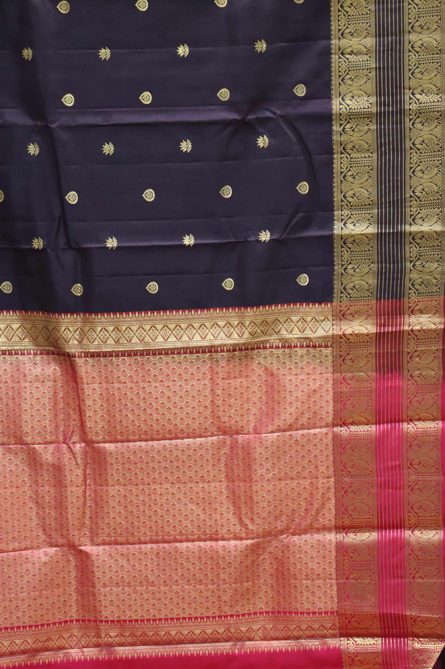 Pure Kanjivaram Silk Saree -Wine Peacock Bird