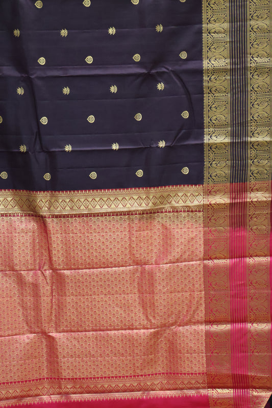 Pure Kanjivaram Silk Saree -Wine Peacock Bird