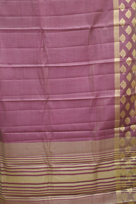 Semi Tussar Saree -Wine Flower Double Border