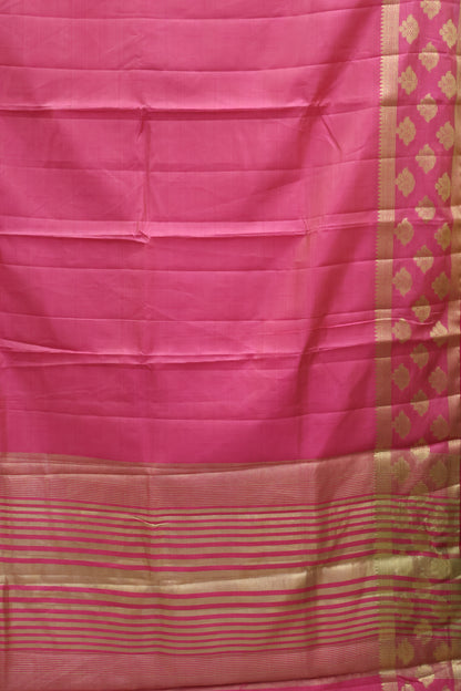 Semi Tussar Saree -Pink Flower Double Border