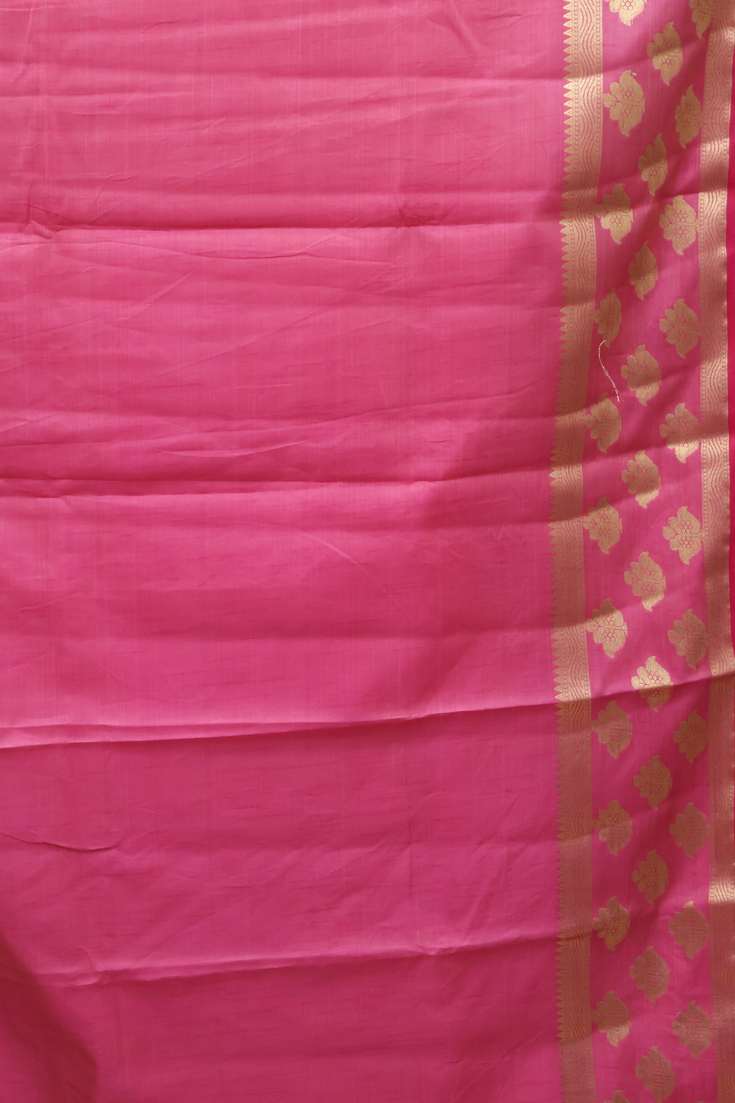 Semi Tussar Saree -Pink Flower Double Border