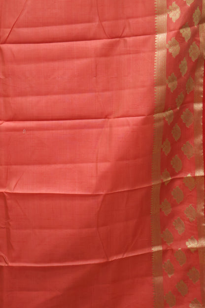 Semi Tussar Saree -Red Flower Double Border