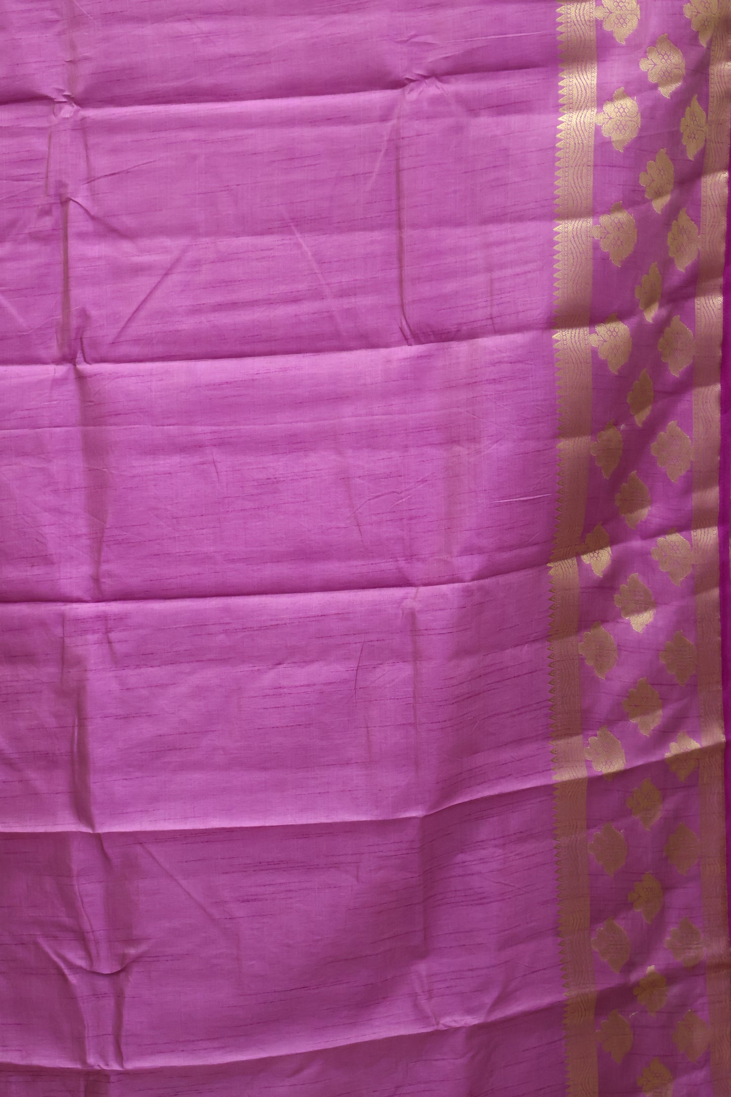 Semi Tussar Saree -Purple Flower Double Border