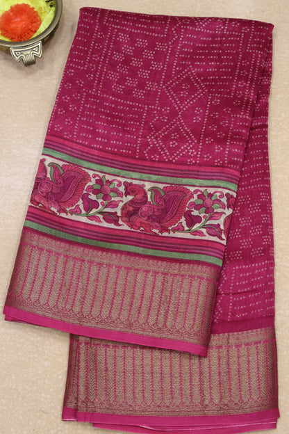 Pure Chanderi Saree-Magenta Peacock