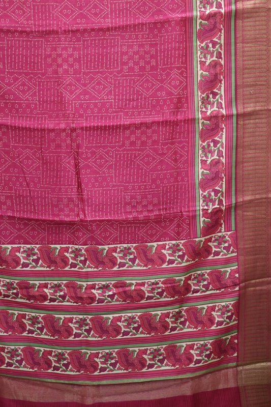 Pure Chanderi Saree-Magenta Peacock