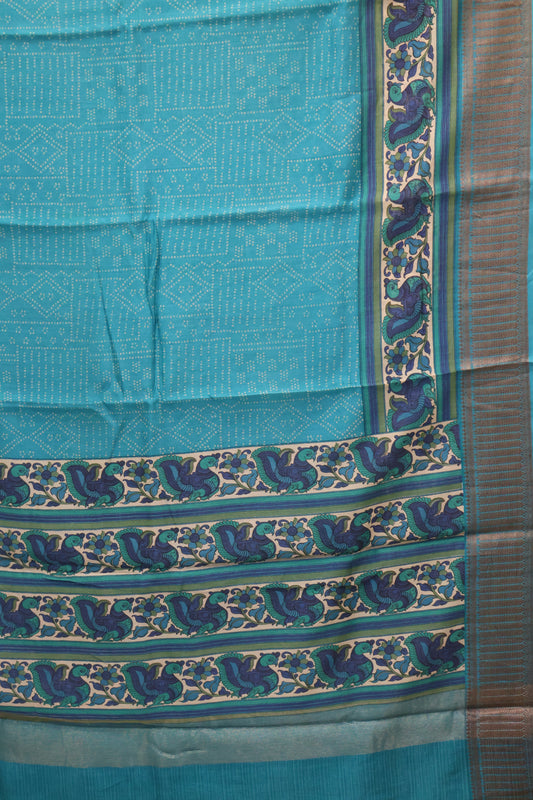 Pure Chanderi Saree-Teal Green Peacock Border