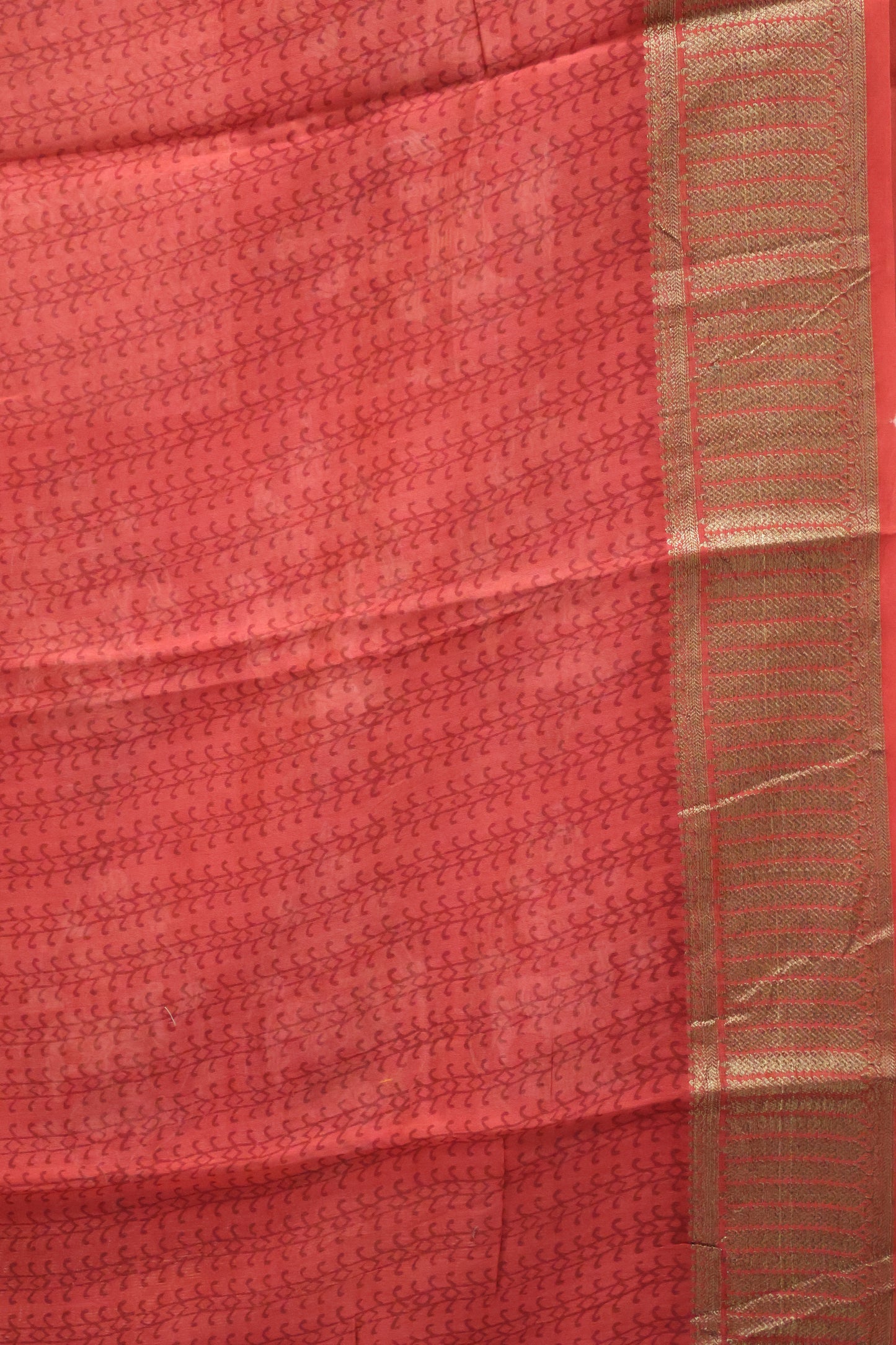 Pure Chanderi Saree-Brick Red Peacock Border