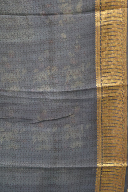 Pure Chanderi Saree-Peacock Blue Peacock Border