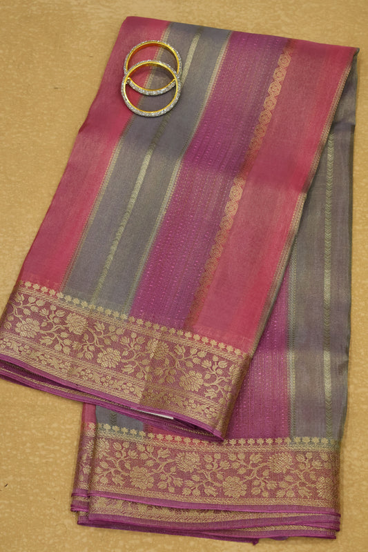 Tissue Rangkat Saree- Pink Purple