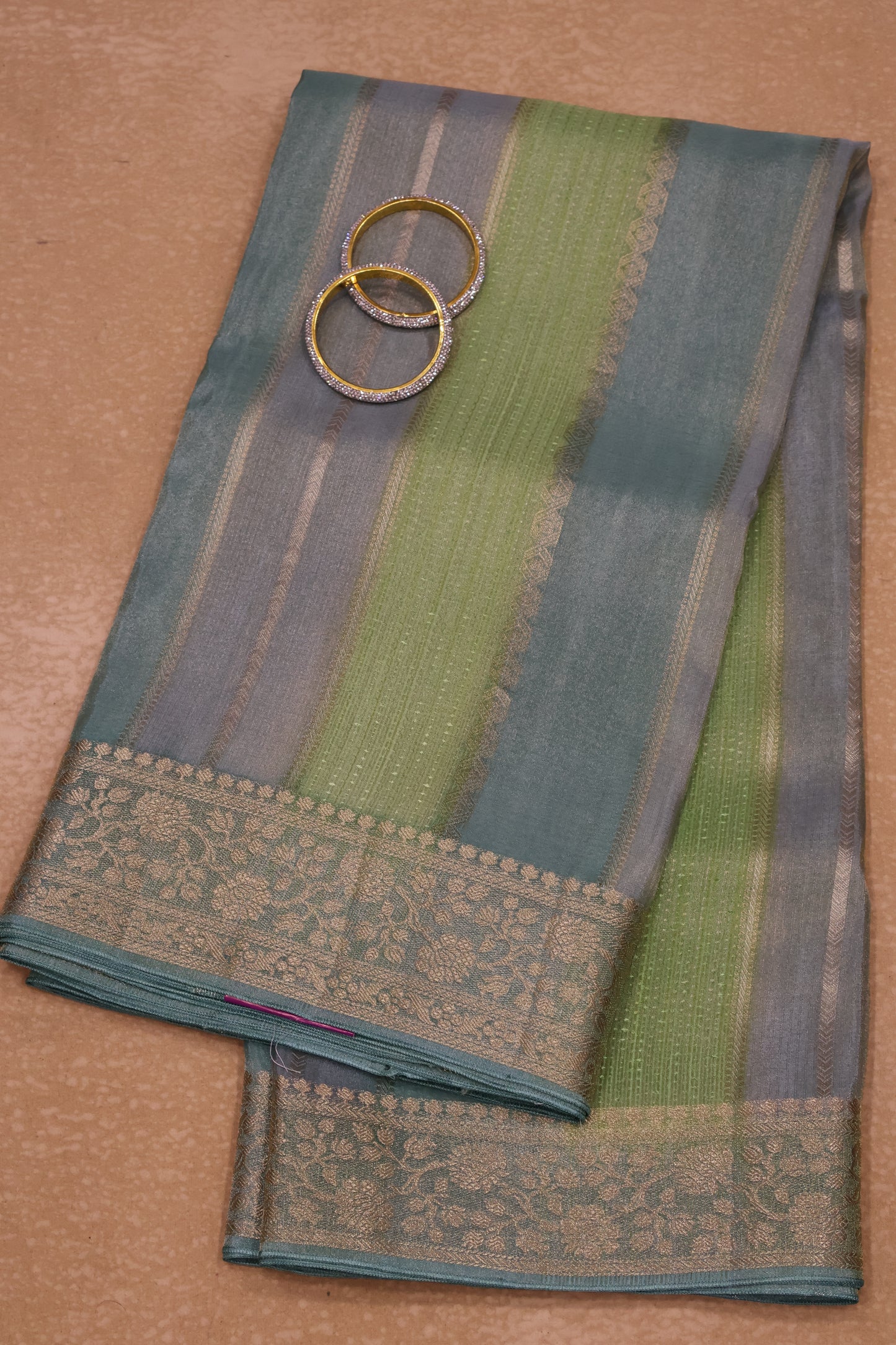 Tissue Rangkat Saree- green Aqua