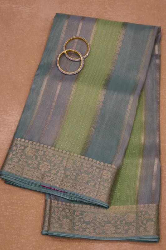 Tissue Rangkat Saree- green Aqua