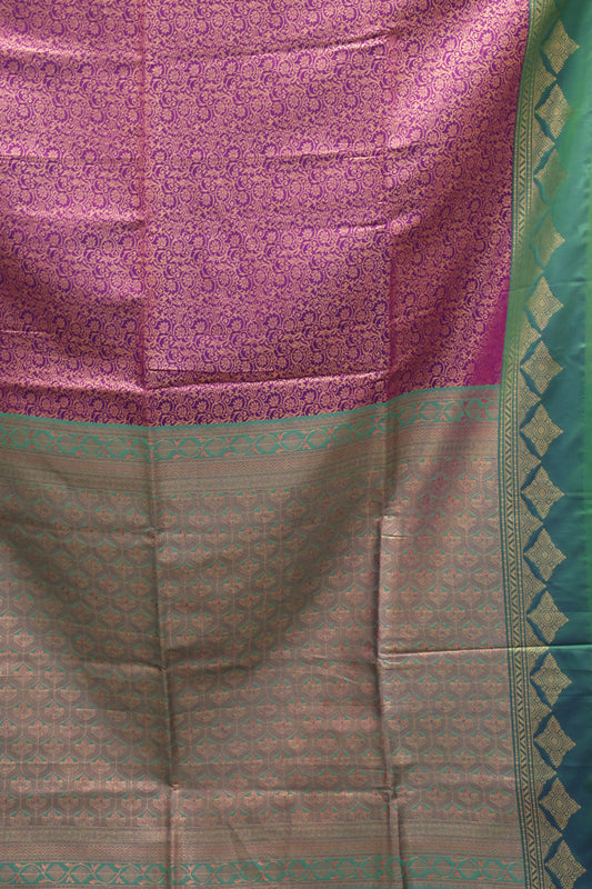 Semi Soft Silk Saree-Wine Kolam Border