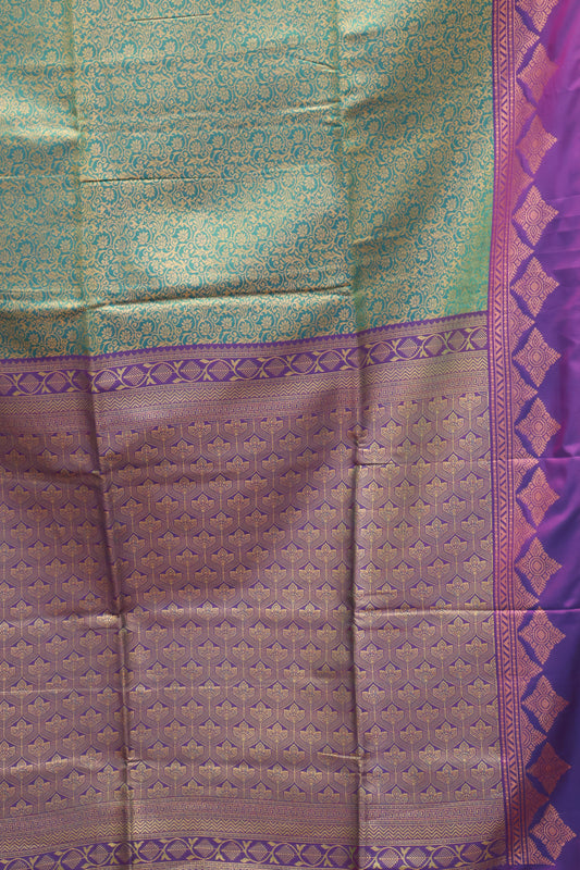 Semi Soft Silk Saree-Teal Green Kolam Border