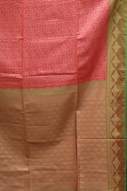 Semi Soft Silk Saree-Rani Pink Kolam Border