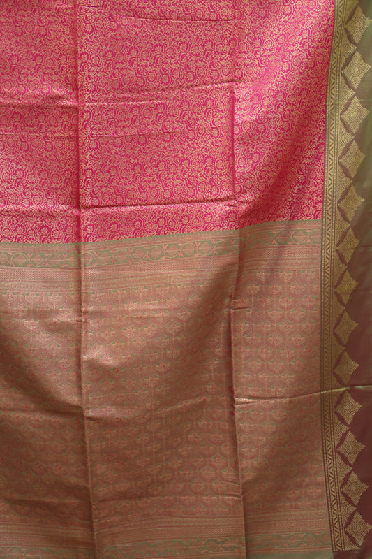 Semi Soft Silk Saree-Magenta Kolam Border