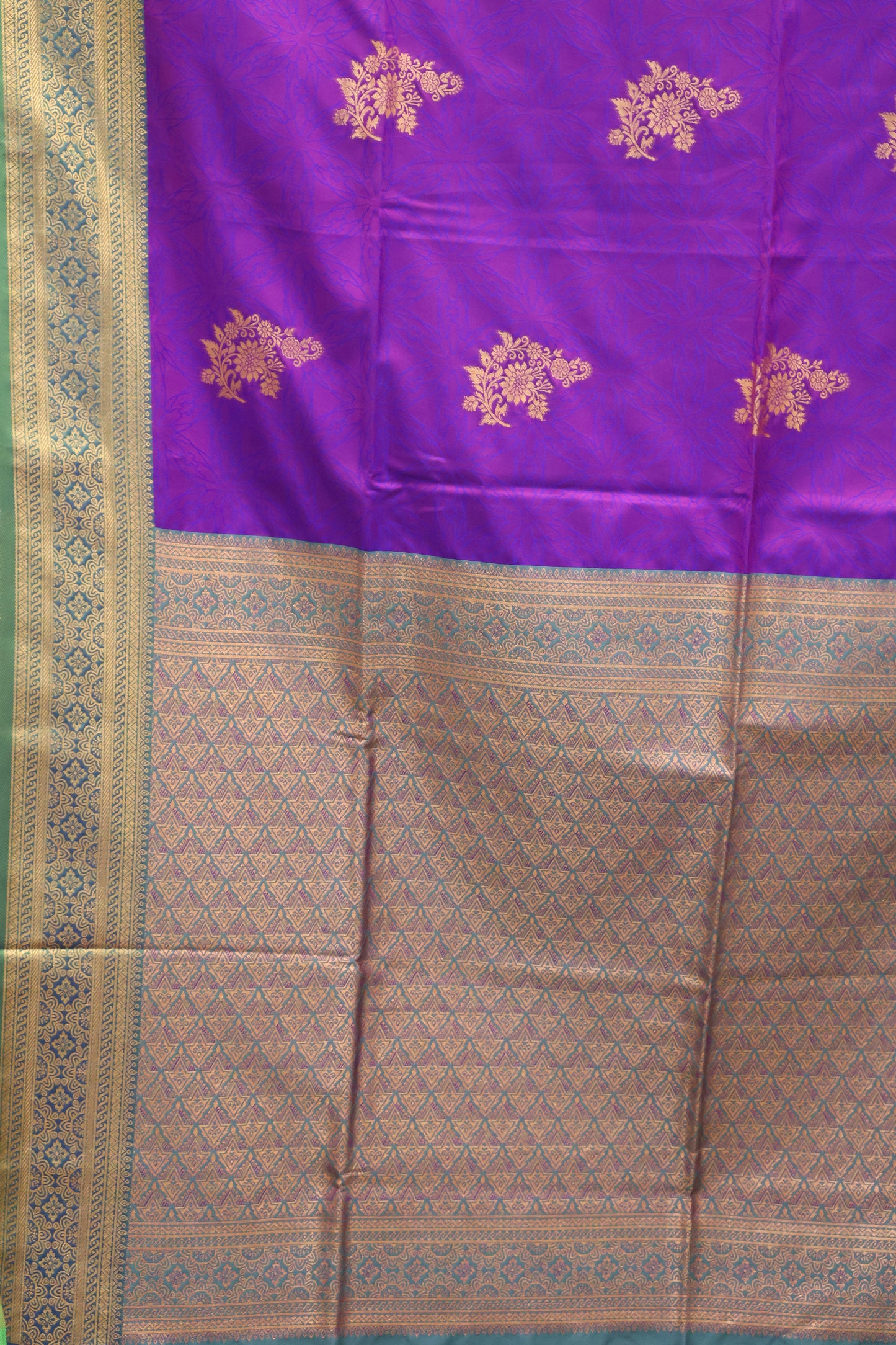 Semi Soft Silk Saree-Purple Floral Body