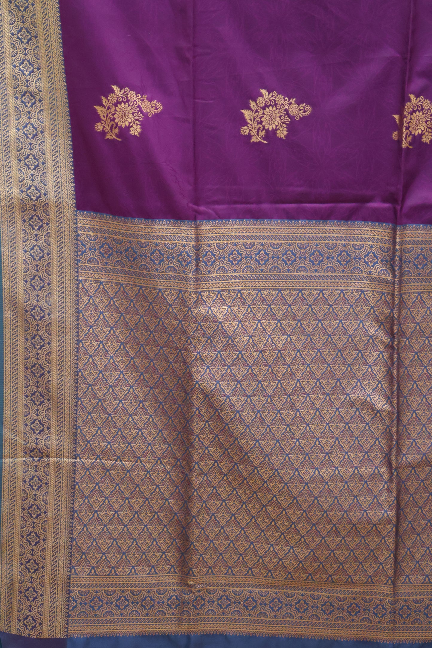 Semi Soft Silk Saree-Wine Floral Body