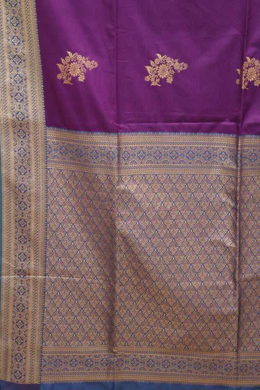 Semi Soft Silk Saree-Wine Floral Body