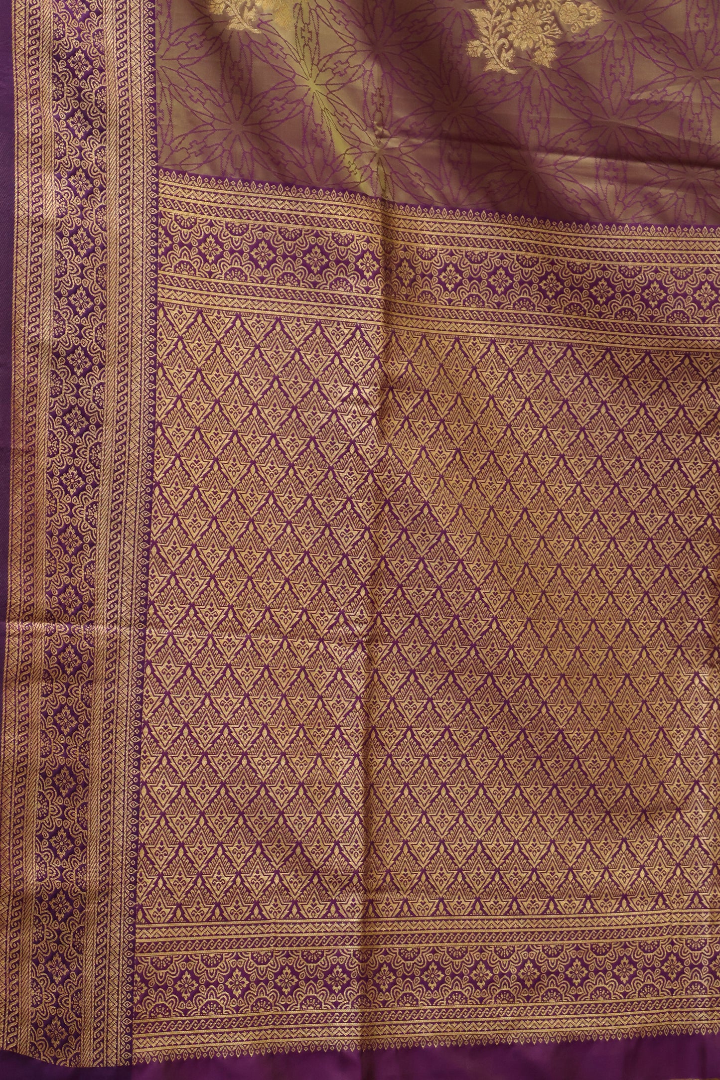 Semi Soft Silk Saree-Golden Brown Floral Body