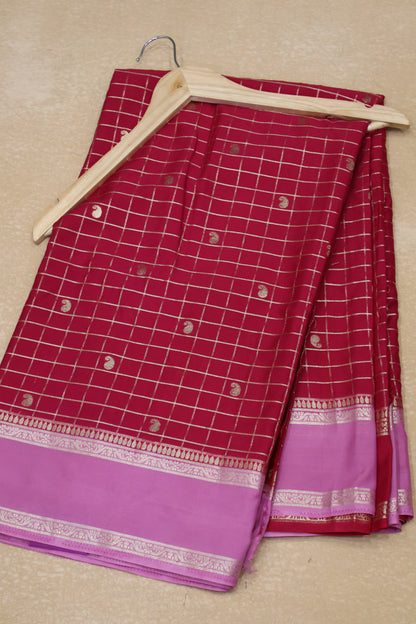 Banarasi Georgete saree-Dark Pink Body Checked