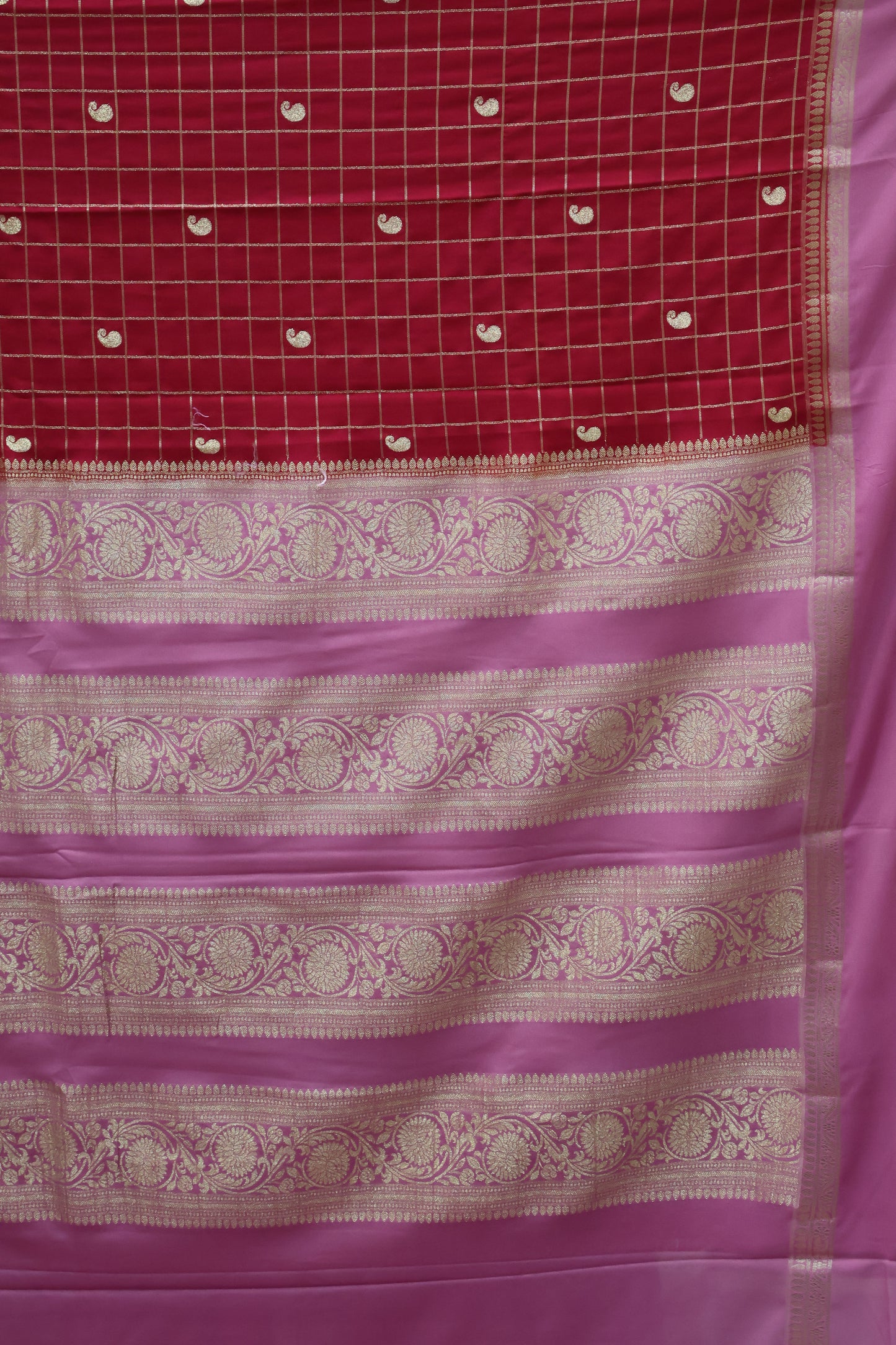 Banarasi Georgete saree-Dark Pink Body Checked