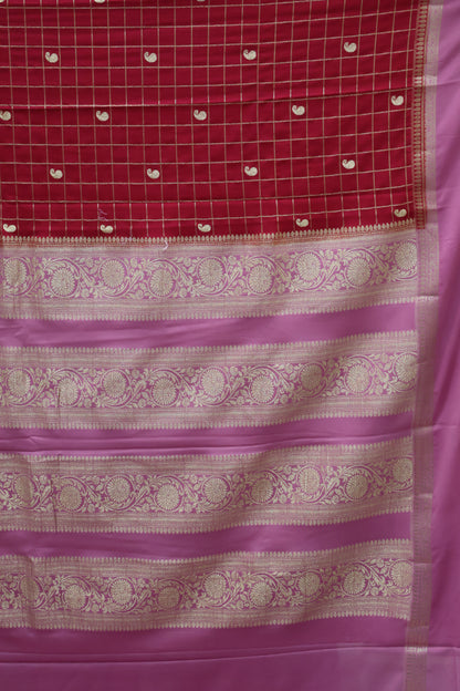 Banarasi Georgete saree-Dark Pink Body Checked
