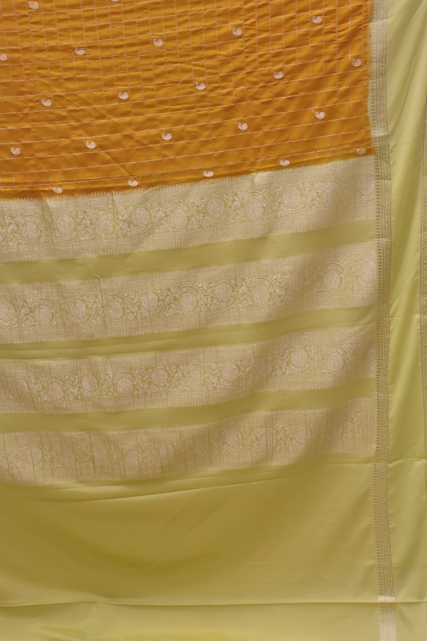 Banarasi Georgete saree-Mustard Body Checked