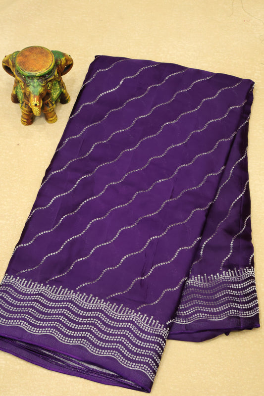 Satin Saree-Purple Silver Zari