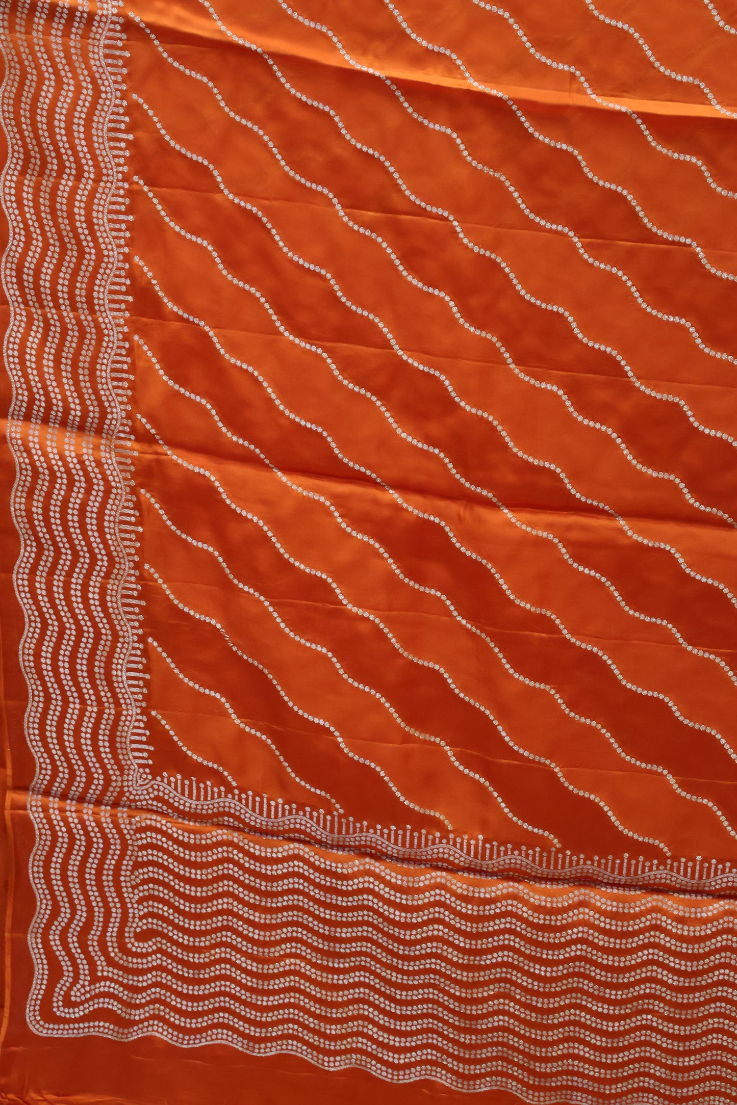 Satin Saree-Orange Silver Zari