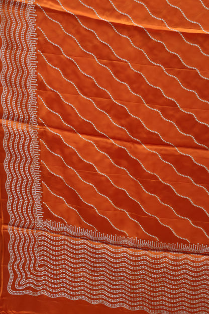 Satin Saree-Orange Silver Zari