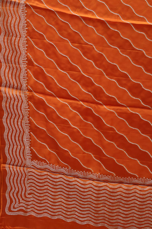 Satin Saree-Orange Silver Zari